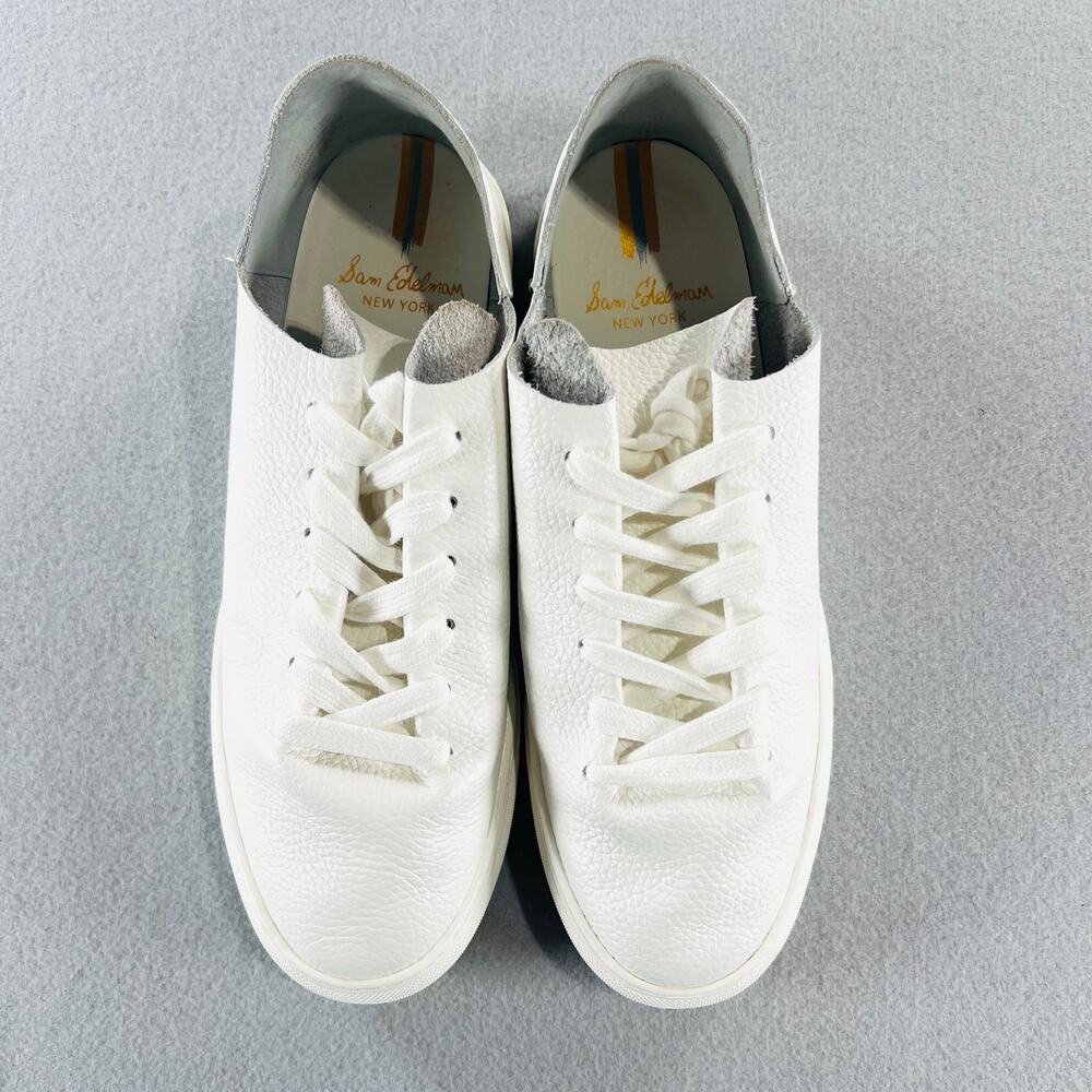 Sam Edelman Poppy White Pebbled Leather Platform Sneakers 10 Minimalist Clean
